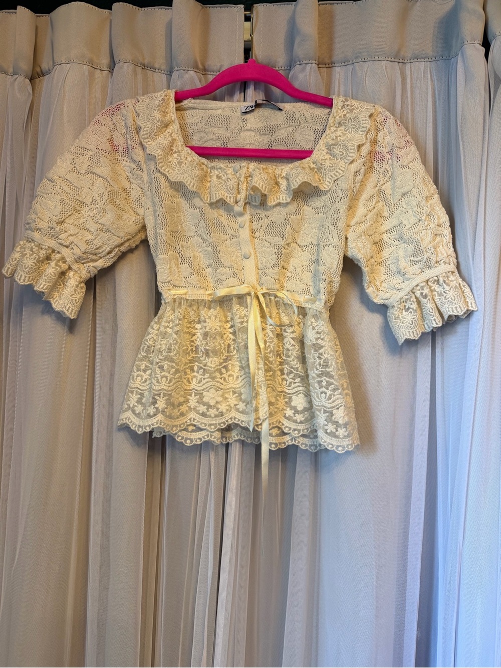 Zara Cream Lace Knit Top